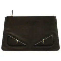 FENDI (フェンディ) BUGS EYE バグズアイ モンスター レザークラッチバッグ 7N0078 076 ブラック