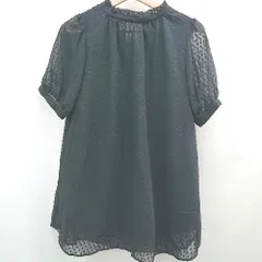 ◇ ⊂ SHIPS シップス ドット柄 シアースリーブ 半袖 チュニック ブラウス サイズONE ブラック レディース E  【1505290025744】