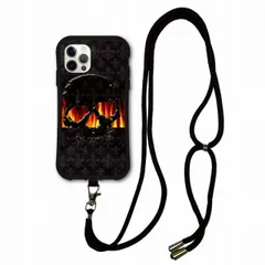 [iPhone15 Plus] iPhoneSE 第3世代 第2世代 i-coronケース スマホショルダー付 アイフォン 15 Pro 15 Plus XS XR スマホケース 肩掛け 斜め掛け 耐衝撃 ユリ 百合の紋章 スカル ドクロ ブラック