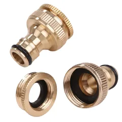 ルボナリエ 蛇口コネクター 2個セット 蛇口 シャワー 水道 ホース ジョイント 散水ホース 散水 水道ホース 庭 アタッチメント ホースジョイント 洗車 コネクタ 接続 ネジ 金具 農業 校庭 コネクター 1/2 3/4  [ゴールド 20/25mm 2個]