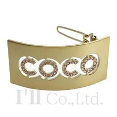 CHANEL　シャネル　COCO　バレッタ　02P　メタル　ラインストーン　ゴールド　ピンク　ブランド小物　ファッション小物　ヘアアクセサリー小物　GP　 ココ　ココマーク　髪留め　髪飾り　ヘアクリップ　【中古】【70346】