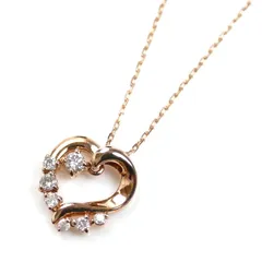 canal4℃ カナルヨンドシー K10PG ピンクゴールド ハート  ネックレス ダイヤモンド 1.3g 42cm レディース 中古