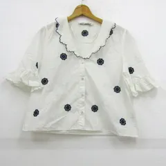 ザラ ブラウス シャツ トップス 半袖 刺繍 レディース Mサイズ ホワイト ZARA 【中古】