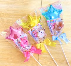 小さい子にも　プチバルーン付お菓子ブーケ♡3個　プチギフト　発表会　結婚式　卒業　卒園　ハロウィン　クリスマス　キャンディーブーケ　お菓子ブーケ　プレゼント　花束の代わりに　お配り用　色、形選べます　喜ばれる　映え　バルーンブーケ　お菓子ブーケ　可愛い　大人気
