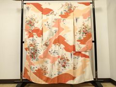 平和屋着物○男性 角帯 よろけ縞唐草文 涅色 正絹 逸品 DAAT7714ob