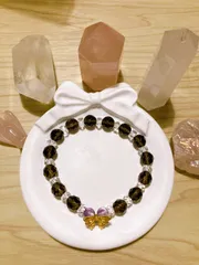 一点物☆《魔除け効果あり♪》スモーキークォーツお守りブレスレット
