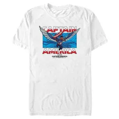 【送料無料】 マーベル メンズ Tシャツ トップス Big & Tall Marvel Captain America Brave New World Sam Wilson New Captain Graphic Tee White