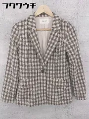 ◇ ROYAL PARTY チェック シングル 1B 長袖 テーラードジャケット サイズF ベージュ ブラック レディース 【1002802068232】