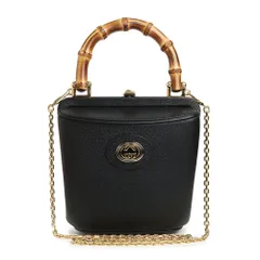 グッチ バンブー バケット 日本限定 2way チェーンショルダー ハンドバッグ 斜め掛け レザー ブラック 黒 ゴールド金具 616436 GUCCI（未使用　展示品）