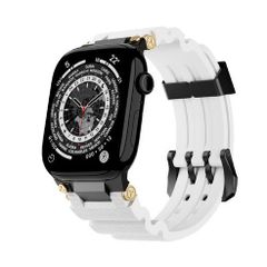 アップルウォッチバンド（Apple Watchバンド）メタルギアシリコンバンド【ブラック×ホワイト】42mm/44mm/45mm/46mm/49mm対応 [BELTIES]