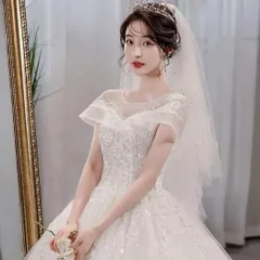 新品未使用 豪華ウェディングドレスセット 結婚式用 パニエ&ヴェール付