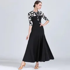 新品 未使用  新作 花柄スタンダードワンピース練習着に最適 社交ダンスドレス ラテンダンス衣装 レッスンウェア ステージ衣装