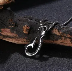 ハワイアンジュエリー フィッシュフック ネックレス ステンレス メンズ 釣り針 アクセサリー レディース ナバホ族