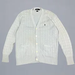 POLO RALPH LAUREN ポロ ラルフローレン ケーブルニット カーディガン M コットン 水色 KT60‐D1‐KG