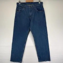 古着 ラングラー Wrangler デニムパンツ ストレート ジーンズ ジーパン 5ポケット 長ズボン ワンポイントロゴ w32 L30  ブルー メンズ