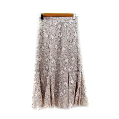 プロポーション ボディドレッシング PROPORTION BODY DRESSING マーメイドスカート フレアスカート ロング丈 マキシ丈 総レース 花柄 M ライトベージュ /SY13