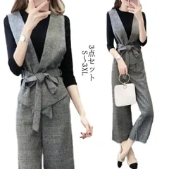 セットアップ スーツ ワイドパンツ ベスト ロンT 3点セット スリム ベストスーツ 秋冬 レディース パンツ 七分丈 卒業式 卒園式 フォーマル 韓国風 通勤 オフィス 可愛い #lj1044