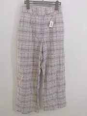 ◇ KBF ケービーエフ URBAN RESEARCH リネン混 チェック パンツ スラックス サイズOne オフホワイト系 マルチ レディース P  【中古】 【1211180001513】