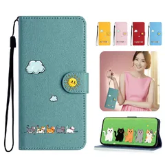 【在庫セール】(Samsung Galaxy スマホケース A23 可愛い猫柄 5G ケース手帳型/Galaxy 5G SC-56C 保護ケース ケース 対応) ケース 軽量 マグネット式 耐衝撃 スマホカバー スロット付き 携帯カバー For タンド機能&カ