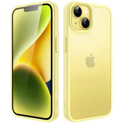 【在庫処分】JEDirect マットケース iPhone 14 6.1インチ用 耐衝撃性ミリタリーグレードの落下防止 つや消しの半透明の背面電話カバー 指紋防止 (イエロー)