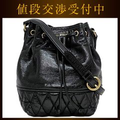 ミュウミュウ 巾着 ショルダーバッグ ブラック NERO 美品 レザー 中古
