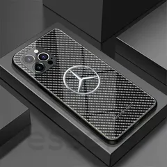スマホケース iPhoneケース メルセデス ベンツ アイフォンケース 耐衝撃 iPhone13 iPhone14 iPhone15 iPhone16 iPhone17 全機種対応 ガラスケース ハードケース iPhoneアクセサリー カーボン柄 ブラック