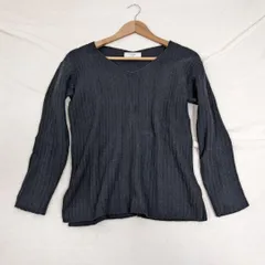 【スローブイエナ】ニット　ラクーン　ウール　タヌキ　黒　2019AW　Vネック　リブ　ブラック　プルオーバー　トップス　slobe iena