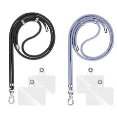 Ausrann スマホストラップ スマホショルダー 2枚ネックストラップ+ 4枚タグパッチ 携帯ストラップ 首掛け肩掛け 首から下げる 長さ調整可能 斜め掛け ショルダーストラップ 着脱簡単 吊下げひも 紛失/落下防止 ナイロン製 全機種対応 iphone 0
