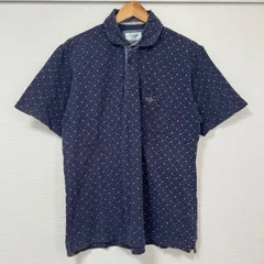 (^w^)b CROCODILE クロコダイル ポロシャツ 半袖 胸ポケット 刺繍 ドット柄 ネイビー 黒系 コットン100%使用 オーバーサイズ メンズライク ストリート 古着MIX カジュアル 大人コーデ 紳士 メンズL