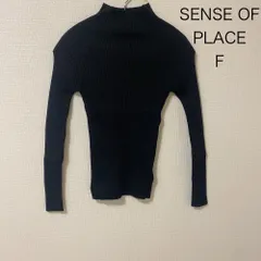 AB0532 SENSE OF PLACE ハイネック リブニット 長袖 ブラック Fサイズ 秋冬