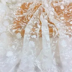 【在庫処分】siawadeky 花柄刺繍 お花のチュールレース メッシュレース ファブリック レース生地 ラッセルレース カーテン 衣装 結婚式 パーティー DIY手作り 服アクセサリー 縫製用 125cm*90cm