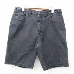 W36/古着 ルート66 ショート パンツ ショーツ メンズ 00s 黒 ブラック デニム 25may09 中古 ボトムス 短パン ショーパン ハーフのサムネイル