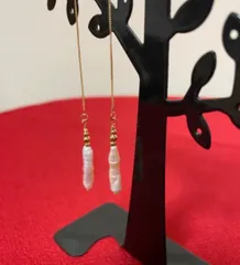 【新品】清楚系♡淡水パールピアス　不揃い　チェーン