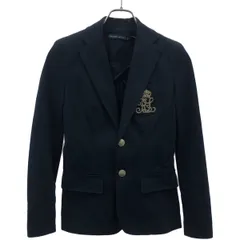 XL相当 ラルフローレン ブレザー ジャケット 銀ボタン エンブレム刺繍 黒 XL相当 ラルフローレン ブレザー ジャケット 銀ボタン