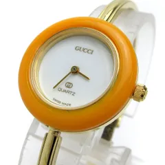 グッチ GUCCI ベゼルチェンジ 1100-L レディース ゴールド バングル 白文字盤 時計 クォーツ 婦人 箱 稼動品