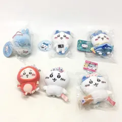 01w-3908 〇  ちいかわ ぬいぐるみ 6点セット サメなちいかわマスコット お出かけ楽しみ！な もちっとぷちミニマスコット 七夕だね ハチワレ イカタコくじ 温泉地限定 キーホルダー 【中古品】