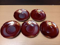 木製 漆春慶塗り 菓子器5客セット 花柄 伝統工芸 - メルカリ
