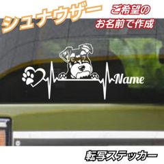 【Sサイズ1枚】ご希望のお名前で作成　心電図 シュナウザー ステッカー