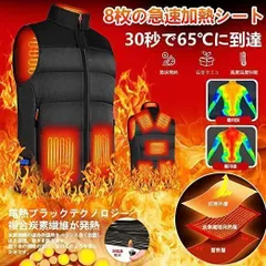 電熱ベスト 加熱ベスト ヒートジャケット 超軽量 水洗い可 ヒーター内蔵8エリア発熱