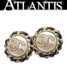 広尾店】 美品 シャネル CHANEL ココマークピアス ブラック×ゴールド  