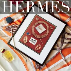 ＜1952 広告＞ HERMES エルメス  ポスター ヴィンテージ アートポスター フレーム付き インテリア モダン おしゃれ かわいい 壁掛け  ポップ レトロ