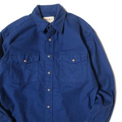 90's エディーバウアー コットン シャモアクロス シャツ 青 (M) ブルー フランネル 90年代 白タグ 旧タグ オールド アウトドア アメリカ古着 USED ビンテージ ヴィンテージ