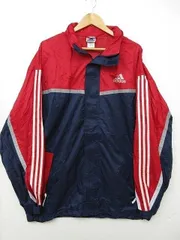 【送料無料/美品】USA 古着 アディダス adidas 防寒 ナイロンジャケット ジャンパー 反射テープ 裏メッシュ ネイビー 赤 XL■L24226AWS21（4）5/28