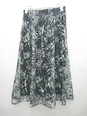 ◇ tocco closet トッコ クローゼット メッシュ 花柄 ロング フレア スカート サイズM ブラック ホワイト系 レディース P  【1405090011063】