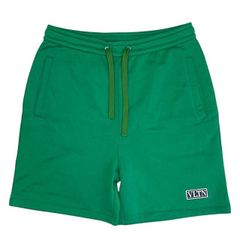 【新品】VALENTINO ヴァレンティノ パンツ ボトムス ハーフパンツ 半ズボン ロゴ コットン ナイロン グリーン【サイズ L】
