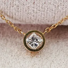 ヤヌカジュエリー K18 プリンセスカット ダイヤ ネックレス/25-1830箱