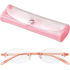 ライブラリーコンパクト 超軽量 TR90 フレーム ツーポイント シニアグラス 老眼鏡 女性 婦人用 専用ケース付 ピンク 4240