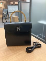 【EL5】FRED　HAYMAN　BEVERLY　HILLS　ハンドバッグ　２WAY　ショルダー付き　金具ハンドル　金属 ヴィンテージ　MK9786　フレッドヘイマン