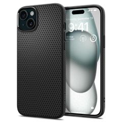 Spigen iPhone15Plus ケース マット ソフト 米軍MIL規格 耐衝撃 ワイヤレス充電 リキッド・エアー ACS06650 (マット・ブラック)