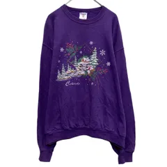 JERZEES プリント スウェット トレーナー ジャージーズ L パープル イラスト プルオーバー 裏起毛 古着卸 アメリカ仕入 a610-7049
